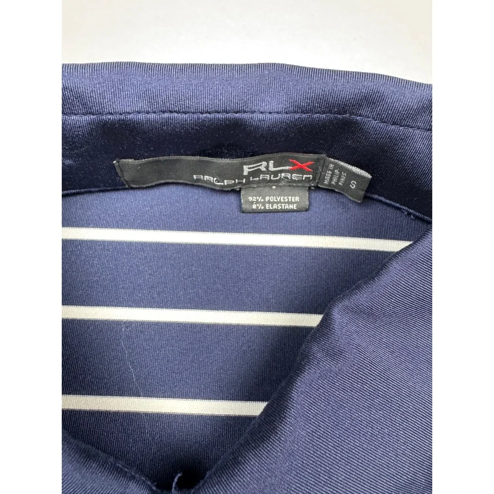 RLX Ralph Lauren Striped Polo Shirt Mens S Navy Blue White‎ Golf Performance